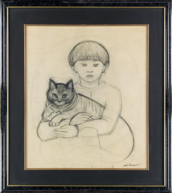 WILL BARNET Boy and Cat.